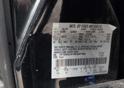 2008 Ford F-250 Fx4/King Ranch/Lariat/Xl/Xlt из США, поврежденный, VIN 1FTSW21518EB47262